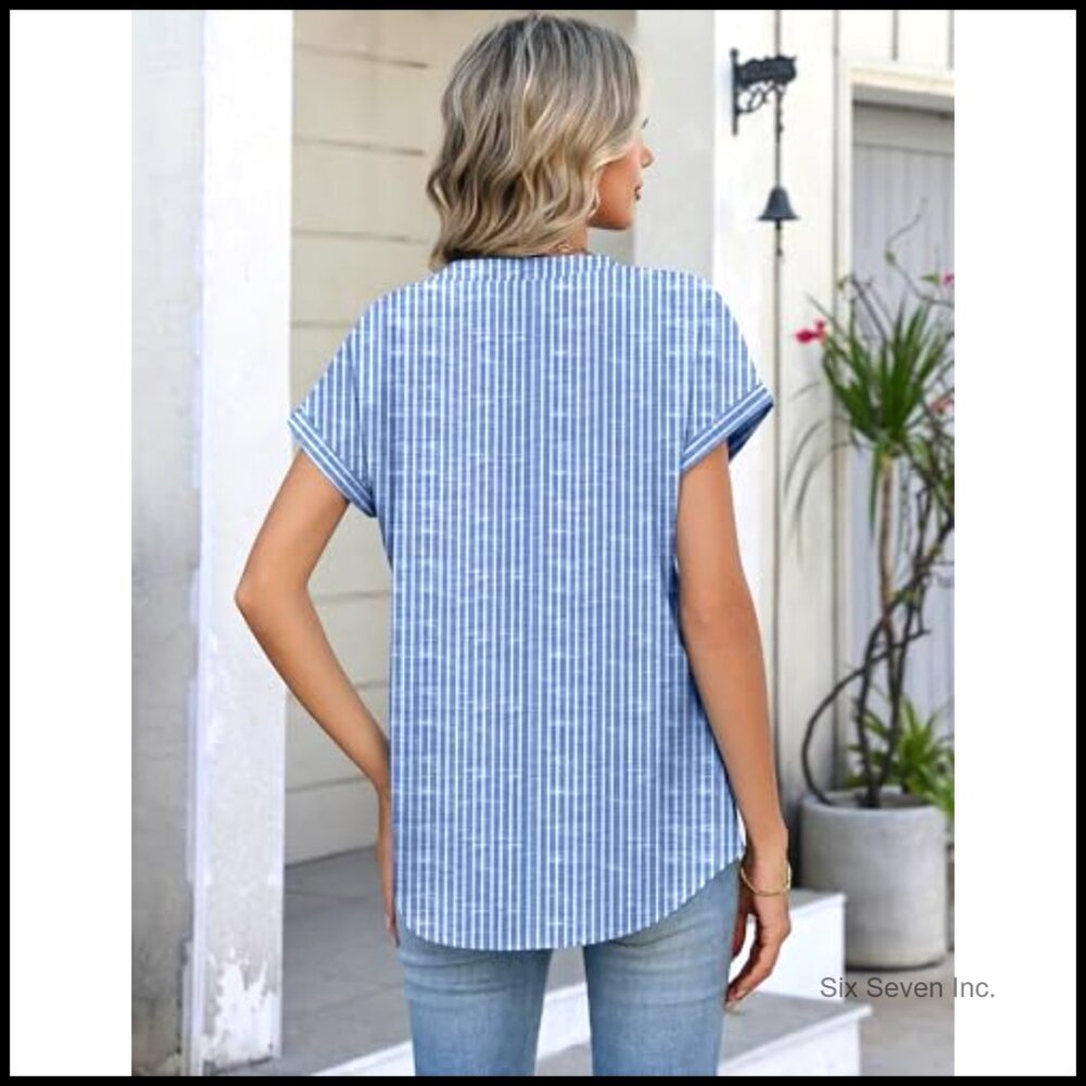 Lightweight Polyester Spandex Button Down Shirt V… - image 5